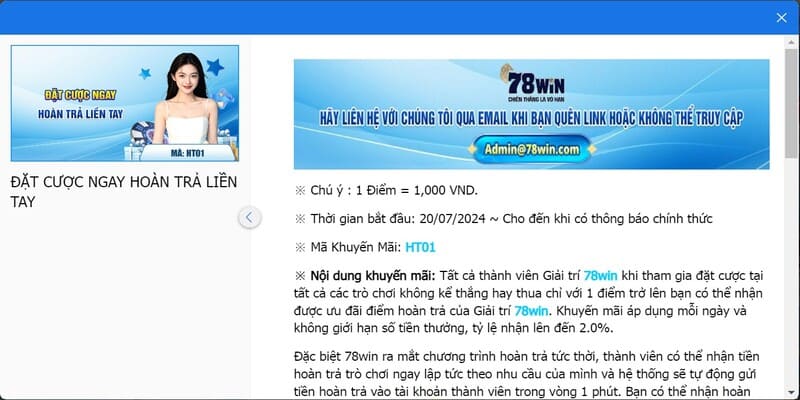 Khuyen mai 78Win hoan tra